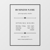 Autocollant Pour Fenêtre Bureau professionnel noir heures d'ouverture (Feuille)