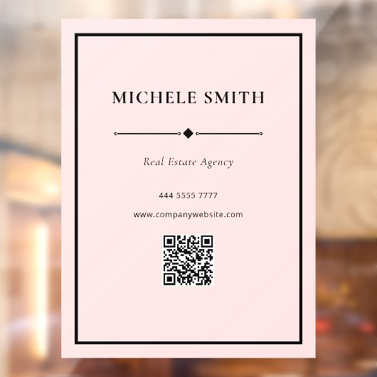 Autocollant Pour Fenêtre Bureau professionnel simple Noir Rose avec code QR (Feuille 2)