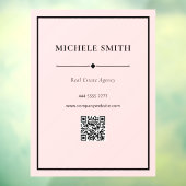 Autocollant Pour Fenêtre Bureau professionnel simple Noir Rose avec code QR (Feuille 3)