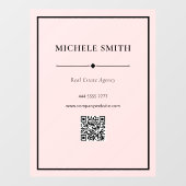Autocollant Pour Fenêtre Bureau professionnel simple Noir Rose avec code QR (Feuille)
