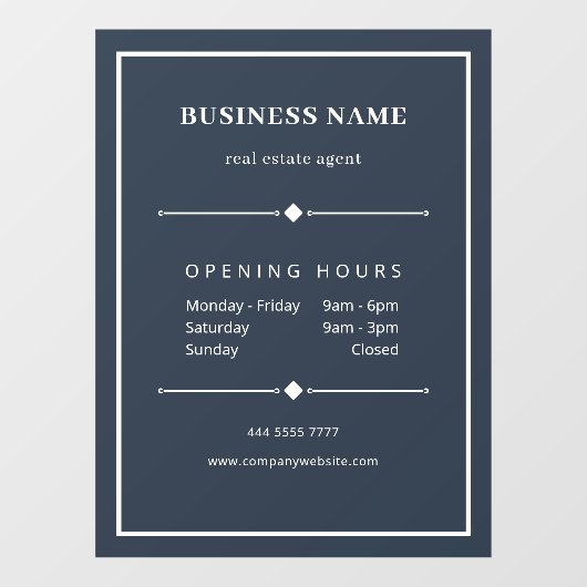 Autocollant Pour Fenêtre Bureau simple blanc sur fond gris-bleu (Feuille)