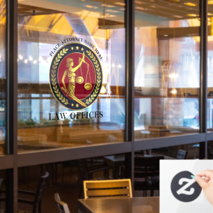 Autocollant Pour Fenêtre Bureaux de droit - Avocat Justice Scales - Laurels