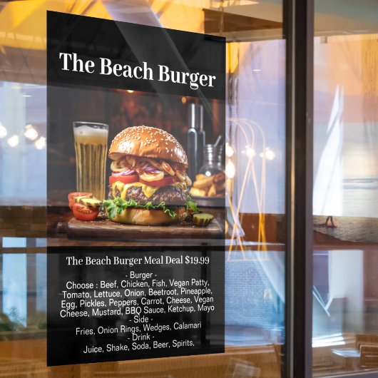 Autocollant Pour Fenêtre Burger Shop Repas Restauration Restauration rapide