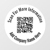 Autocollant Pour Fenêtre Business Black White Scan QR Code Nom de l'entrepr (Feuille)