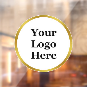Autocollant Pour Fenêtre Business Gold et Modèle blanc Votre logo ici