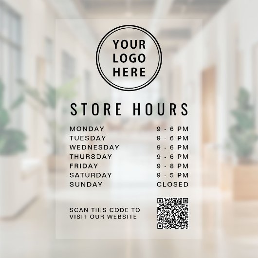 Autocollant Pour Fenêtre Business Hours Logo Create Your QR Code
