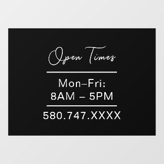 Autocollant Pour Fenêtre Business Hours & Phone Window Cling