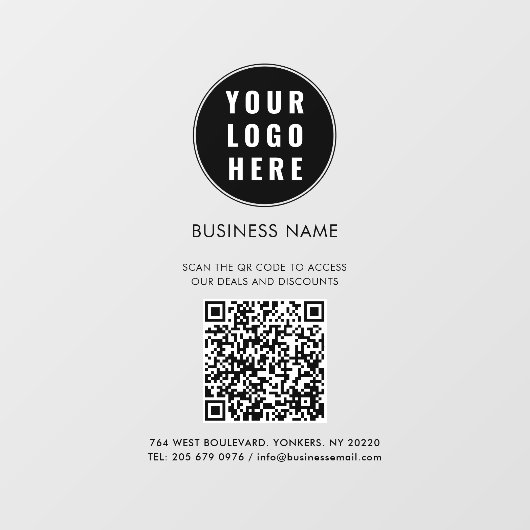 Autocollant Pour Fenêtre Business Logo and QR Code Custom (Feuille)