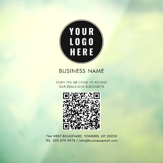 Autocollant Pour Fenêtre Business Logo and QR Code Custom (Feuille 3)