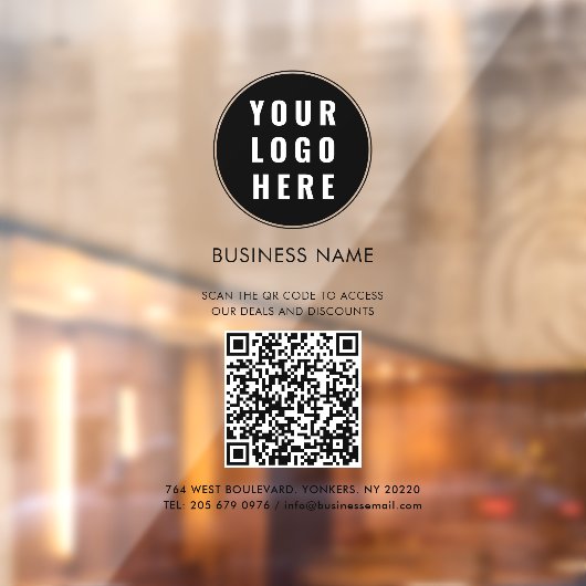 Autocollant Pour Fenêtre Business Logo and QR Code Custom (Feuille 2)