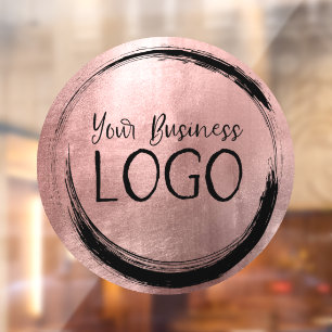 Autocollant Pour Fenêtre Business Logo Faux Rose Gold Foil Circle