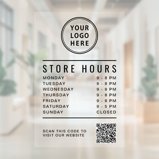 Autocollant Pour Fenêtre Business Logo Store Hours Create Your QR Code
