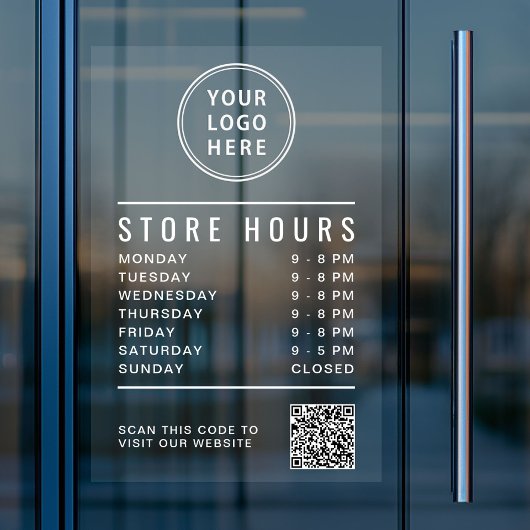 Autocollant Pour Fenêtre Business Logo Store Hours Create Your QR Code