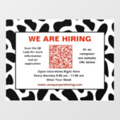 Autocollant Pour Fenêtre Business Nous recrutons Code QR Personnaliser (Feuille)