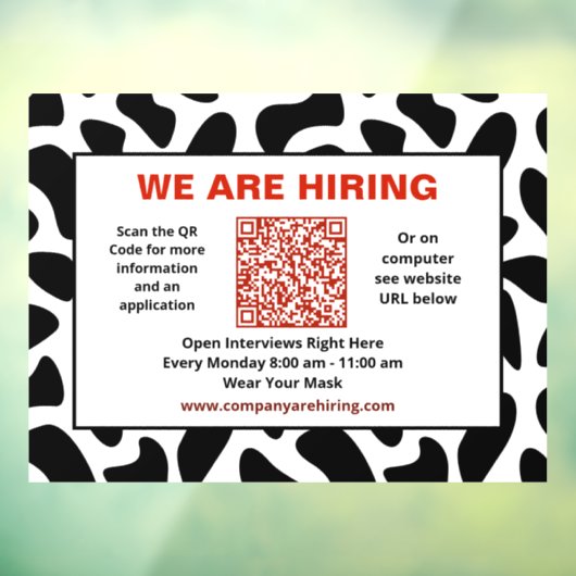 Autocollant Pour Fenêtre Business Nous recrutons Code QR Personnaliser (Feuille 3)