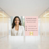 Autocollant Pour Fenêtre Business Photo Contact Information logo pink