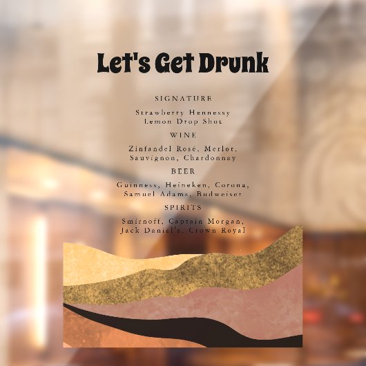 Autocollant Pour Fenêtre Buvons Drunk Transparent Funny Boho Mariage bar (Feuille 2)