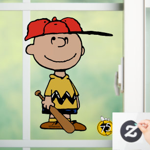 Autocollant Pour Fenêtre cacahuètes   Charlie Brown Baseball Smile