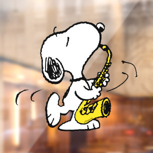 Autocollant Pour Fenêtre cacahuètes Lecteur Snoopy Saxophone