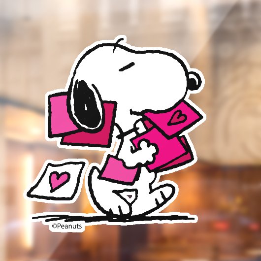 Autocollant Pour Fenêtre cacahuètes | Saint Valentin | Snoopy Avec Valentin (Feuille 2)