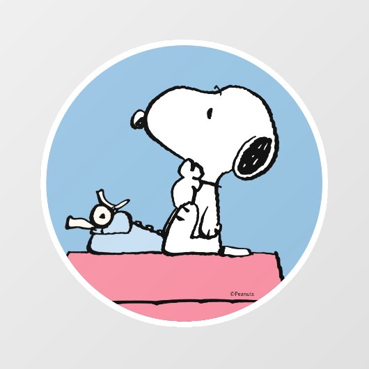 Autocollant Pour Fenêtre cacahuètes | Snoopy à la machine à écrire (Feuille)