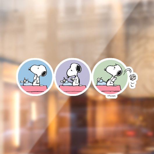 Autocollant Pour Fenêtre cacahuètes | Snoopy à la machine à écrire (Feuille 2)