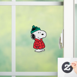 Autocollant Pour Fenêtre cacahuètes   Snoopy Chat d'hiver et Casquette