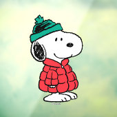 Autocollant Pour Fenêtre cacahuètes | Snoopy Chat d'hiver et Casquette (Feuille 3)