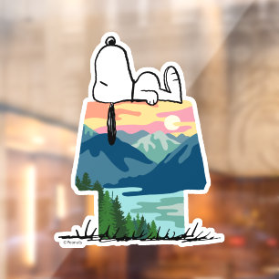 Autocollant Pour Fenêtre cacahuètes   Snoopy Dog House Sunrise