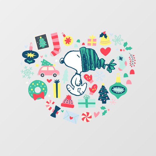 Autocollant Pour Fenêtre cacahuètes | Snoopy Holiday Happiness Heart (Feuille)