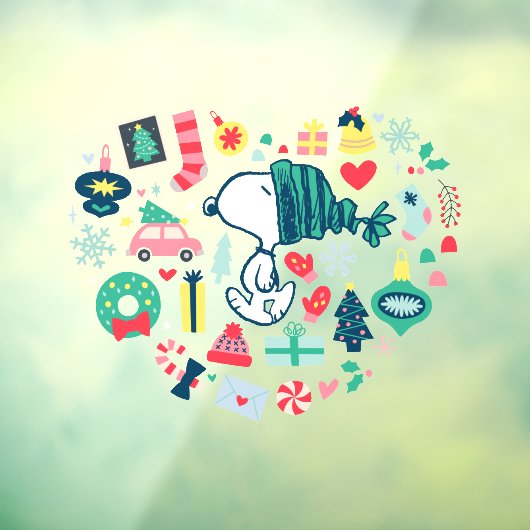 Autocollant Pour Fenêtre cacahuètes | Snoopy Holiday Happiness Heart (Feuille 3)