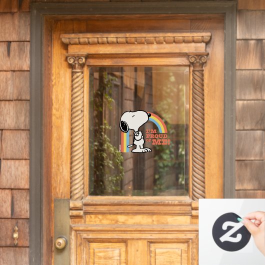 Autocollant Pour Fenêtre cacahuètes | Snoopy Je suis fier de moi (Porte d'accueil)