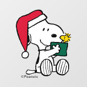 Autocollant Pour Fenêtre cacahuètes | Snoopy Père Noël & Woodstock Cadeau (Feuille)