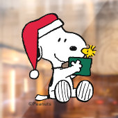 Autocollant Pour Fenêtre cacahuètes | Snoopy Père Noël & Woodstock Cadeau (Feuille 2)