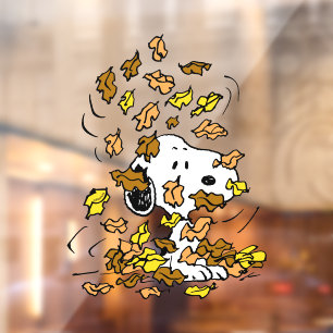 Autocollant Pour Fenêtre cacahuètes Snoopy Pile de Feuilles