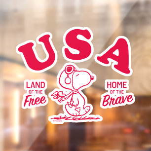 Autocollant Pour Fenêtre cacahuètes Snoopy USA Land of the Free