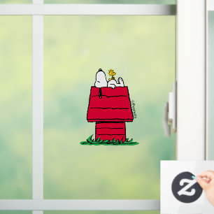 Autocollant Pour Fenêtre cacahuètes   Snoopy & Woodstock Doghouse