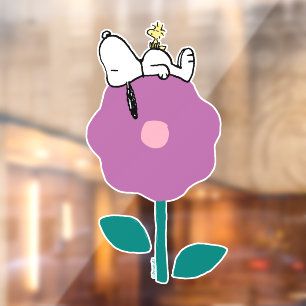 Autocollant Pour Fenêtre cacahuètes   Snoopy & Woodstock Flower Whististle