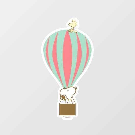 Autocollant Pour Fenêtre cacahuètes | Snoopy & Woodstock Hot Air Balloon (Feuille)