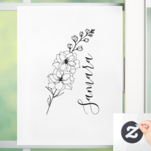 Autocollant Pour Fenêtre Cadeau personnalisé juillet Fleur de naissance Del