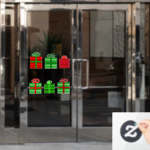 Autocollant Pour Fenêtre Cadeaux emballés rouges et verts avec rubans (Porte de bureau)