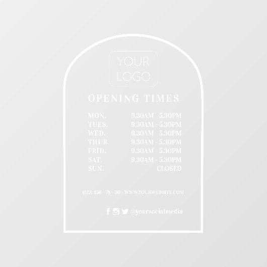 Autocollant Pour Fenêtre Cadre Arc customisé Logo d'entreprise Heures d'ouv (Feuille)