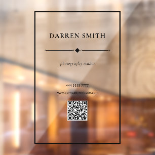Autocollant Pour Fenêtre Cadre de nom de bureau professionnel avec QR code