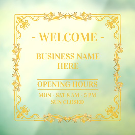 Autocollant Pour Fenêtre Cadre élégant doré en spirale transparent heures d (Feuille 3)