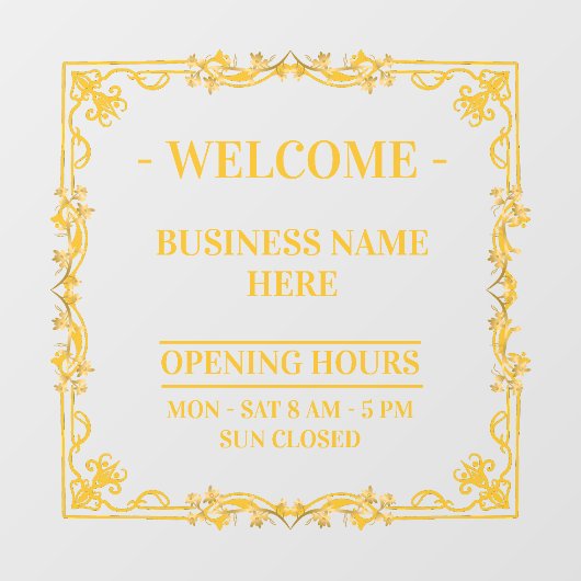 Autocollant Pour Fenêtre Cadre élégant doré en spirale transparent heures d (Feuille)