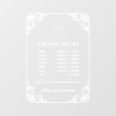 Autocollant Pour Fenêtre Cadre fleuri Logo d'affaires personnalisé Heures d (Feuille)