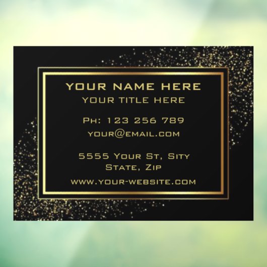 Autocollant Pour Fenêtre Cadre Pailleté Or Texte Doré Professionnel Noir (Feuille 3)