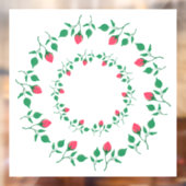 Autocollant Pour Fenêtre Cadre rond fleuri avec fleurs roses (Feuille 2)