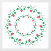 Autocollant Pour Fenêtre Cadre rond fleuri avec fleurs roses (Feuille)