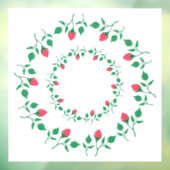 Autocollant Pour Fenêtre Cadre rond fleuri avec fleurs roses (Feuille 3)